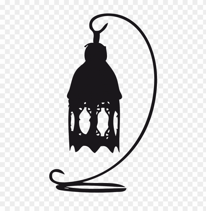 Stylized black lantern with a decorative hook, transparent PNG PNG