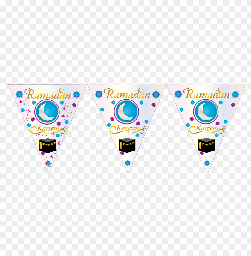 Ramadan decorative bunting with crescent moon and Kaaba PNG