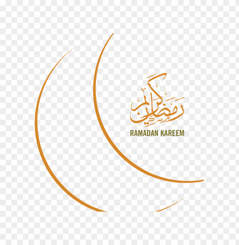 Stylized crescent moon graphic with Arabic calligraphy and Ramadan theme PNG