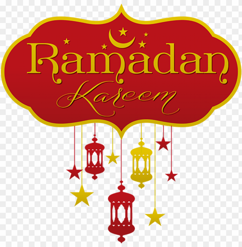 Ramadan Kareem decorative graphic with lanterns and stars PNG