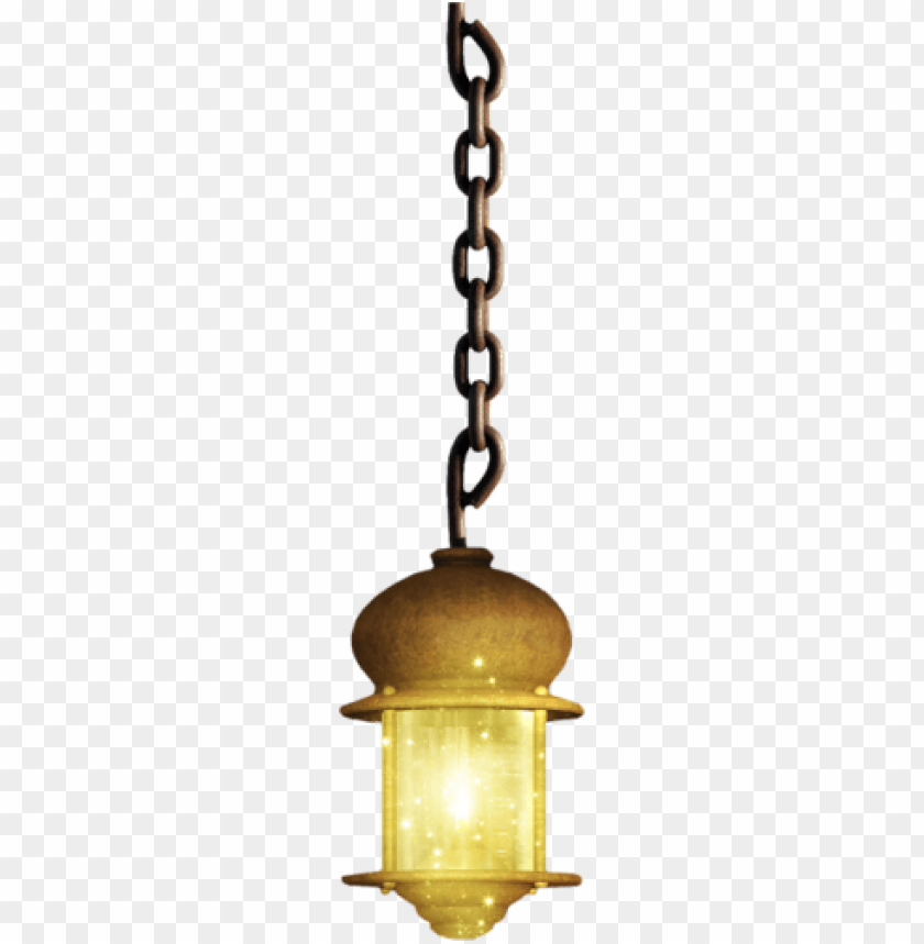 Hanging vintage lantern with a glowing light and chai PNG