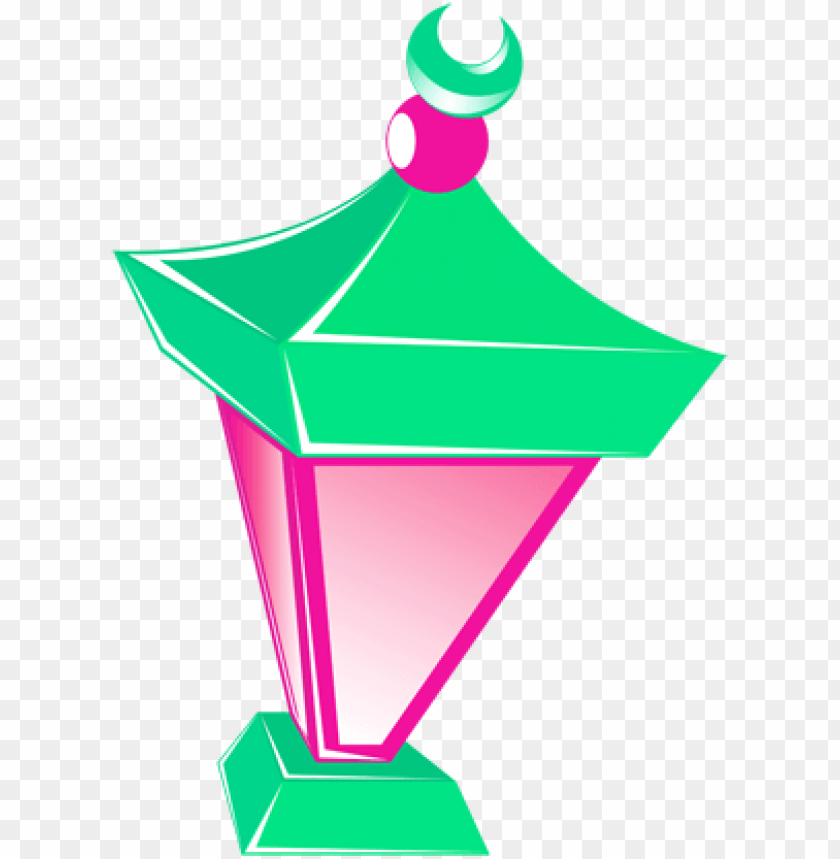 Colorful decorative lantern with a crescent moon on to PNG