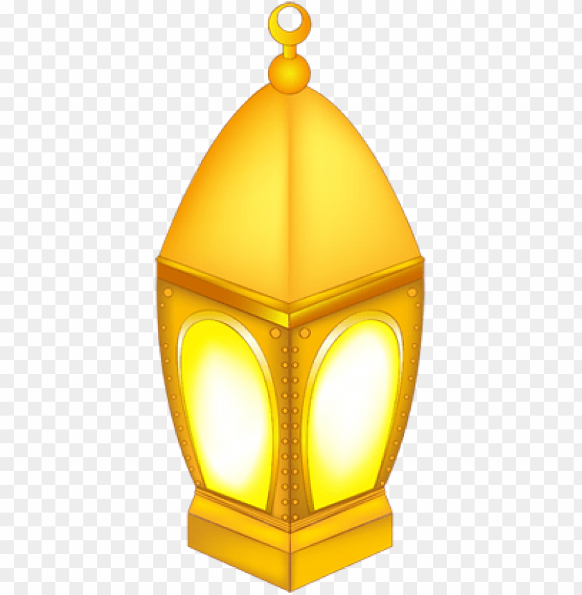 Golden lantern with warm light, perfect for illuminating spaces PNG