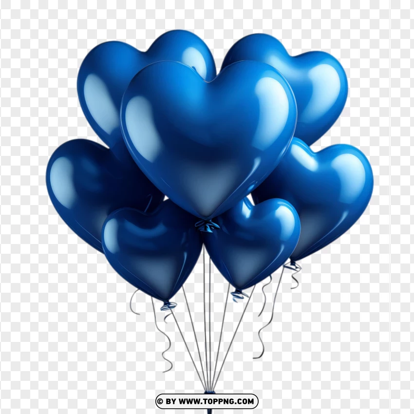 Realistic Dark Blue Heart Balloons For Romantic Love PNG Transparent Background