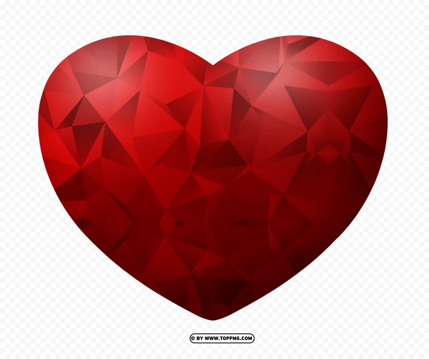 Realistic Heart Images On A Polygonal PNG Transparent Background