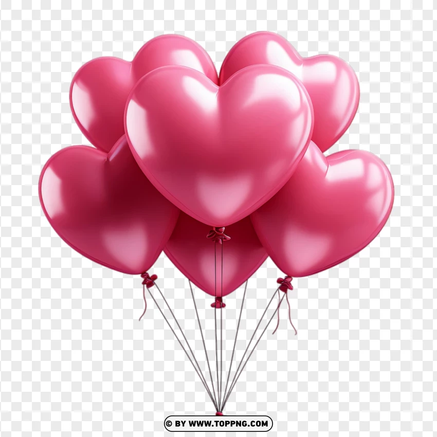 Realistic Pink Balloons Hearts Valentine Love PNG Transparent Background