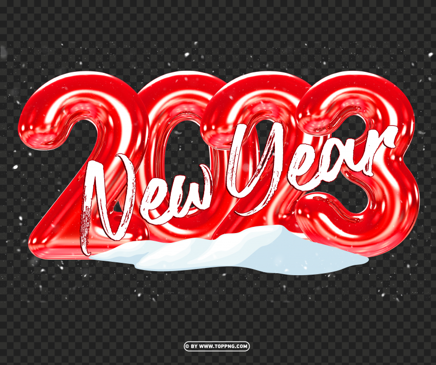 Red 2023 New Year With Snowy Image PNG Transparent Background