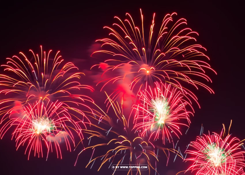 Red Fireworks On Black PNG Transparent Background