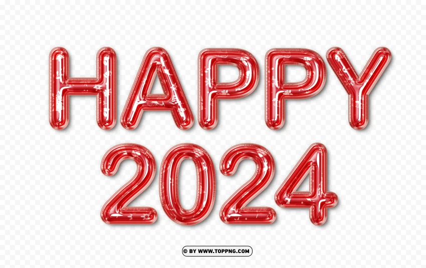 Red Happy 2024 Balloon Design Hd PNG Transparent Background