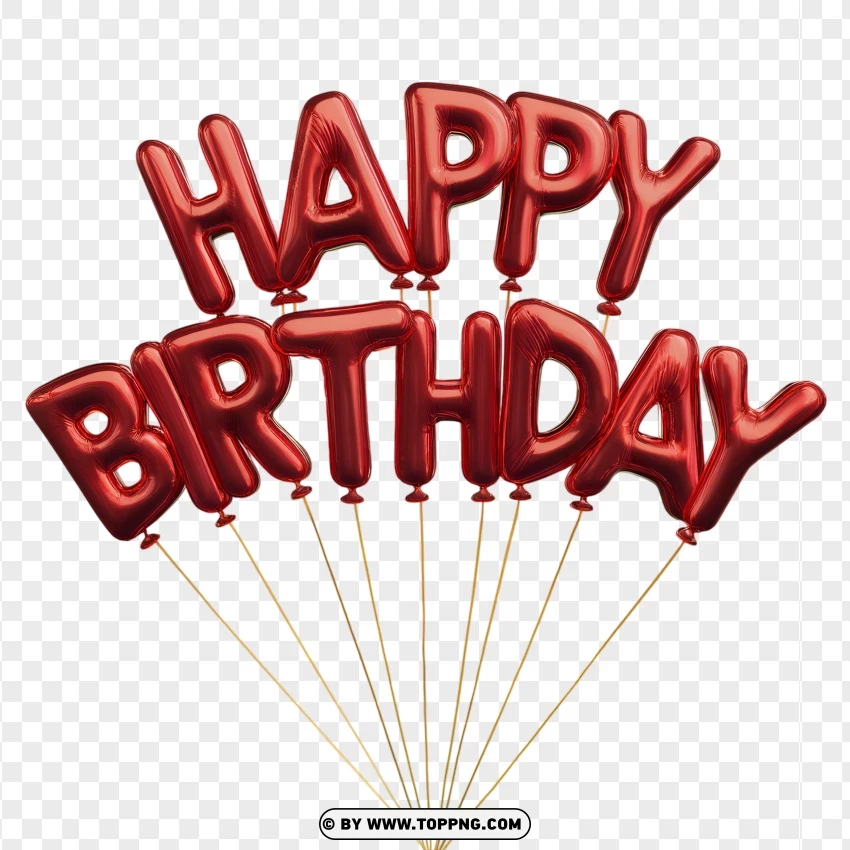 Red Happy Birthday Balloon Letters PNG Transparent Background