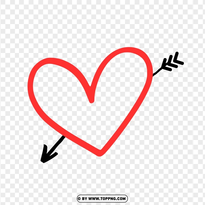 Red Heart With Black Arrow Free Stock PNG Transparent Background