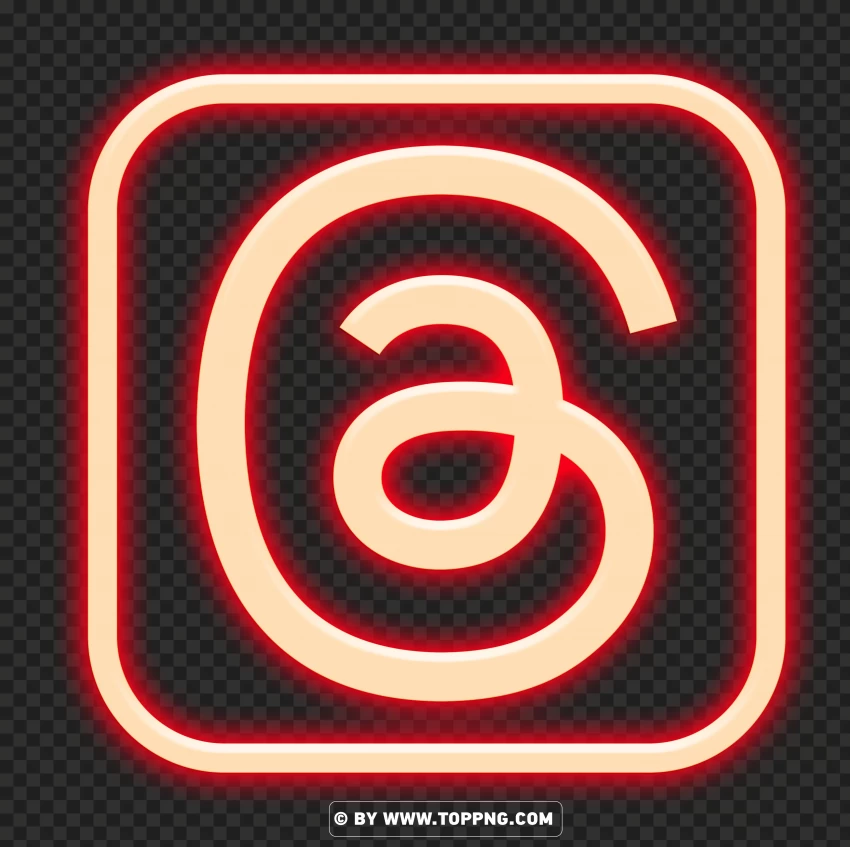 Red Neon Threads Social Media App Logo Icon PNG Transparent Background