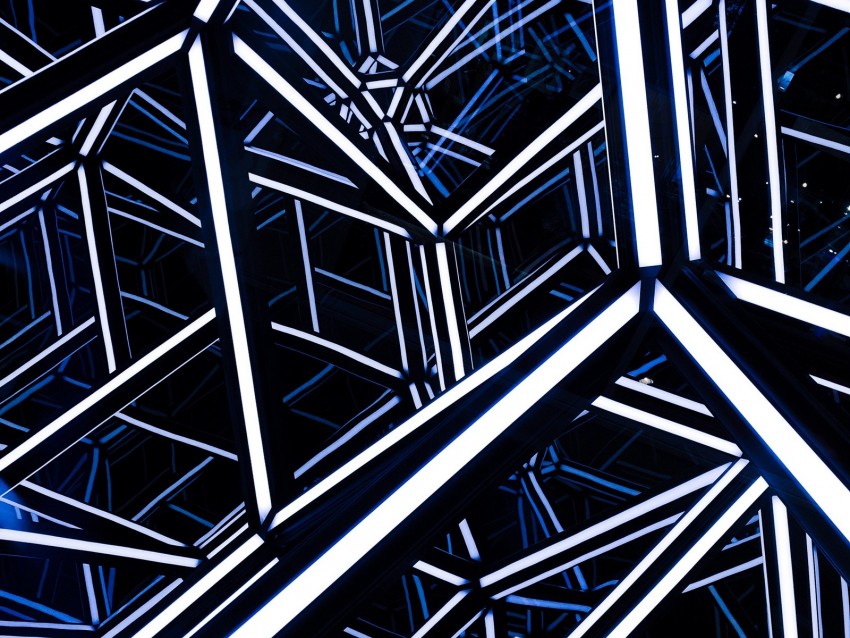 rhombohedron, neon, design, architecture, backlight