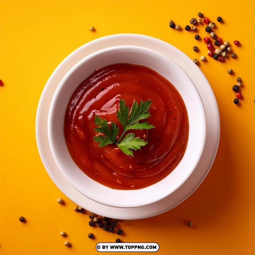 Rich Buffalo Sauce Garnished With Parsley In A Bowl PNG Transparent Background