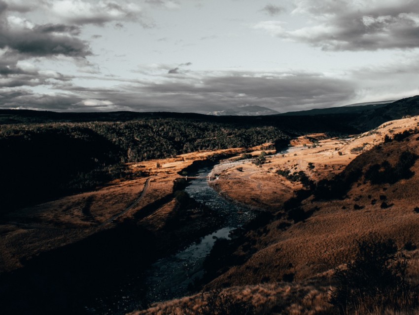 River Over Aerial View Clouds Cloudy Background