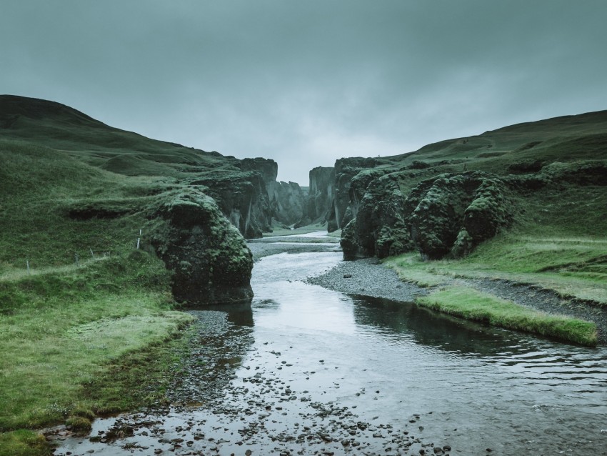 River Stream Coast Steep Stony Ditch Background