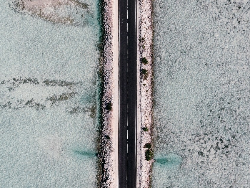 Road Dam Aerial View Ice Frozen Background