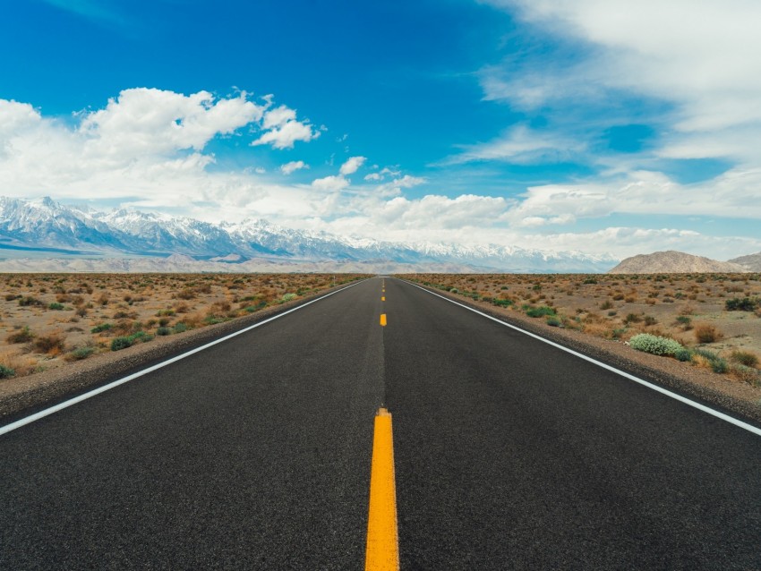 road, desert, mountains, horizon, asphalt, distance