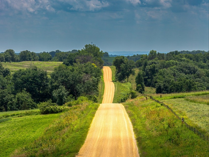 Road Landscape Hilly Greens Horizon Background