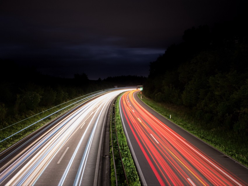 Road Lights Turn Lighting Night Background