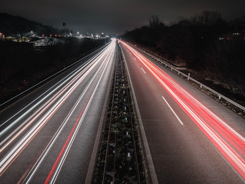 road, long exposure, glow, asphalt, direction