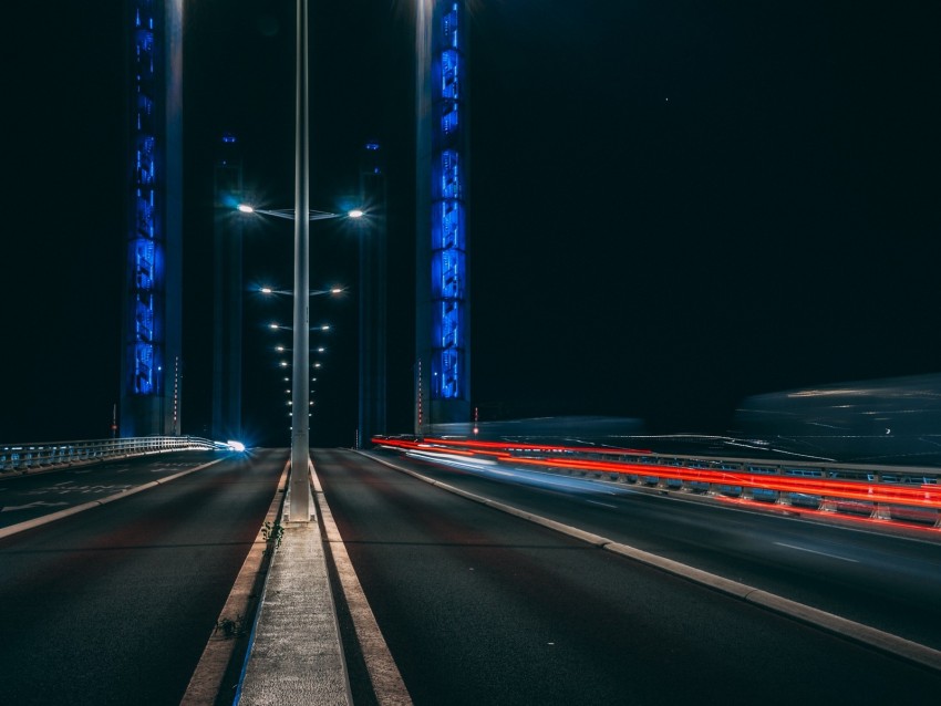 Road Long Exposure Night Marking Light Background