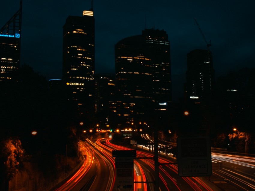 road, night city, long exposure, traffic