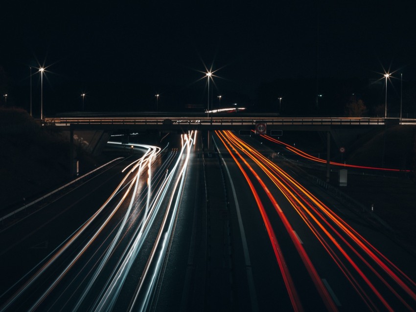 road, night, long exposure, traffic, city