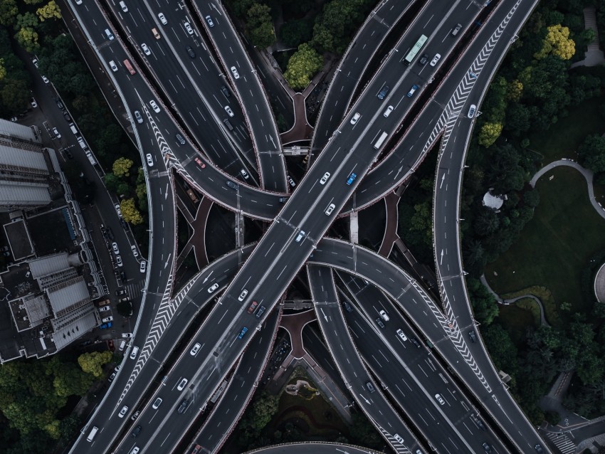 road, road junction, aerial view, multi-level, tangled