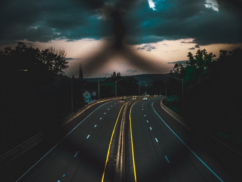 Road Rotate Night Fence Lattice Background