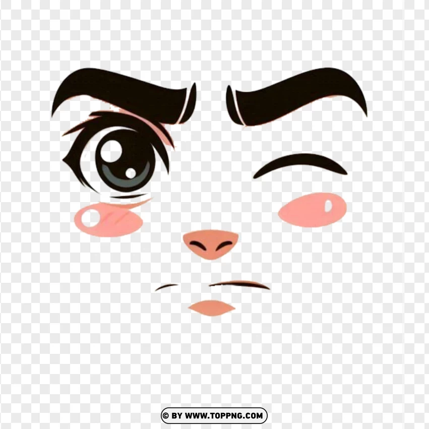 Blushing Boy Roblox Avatar Face PNG Transparent Background