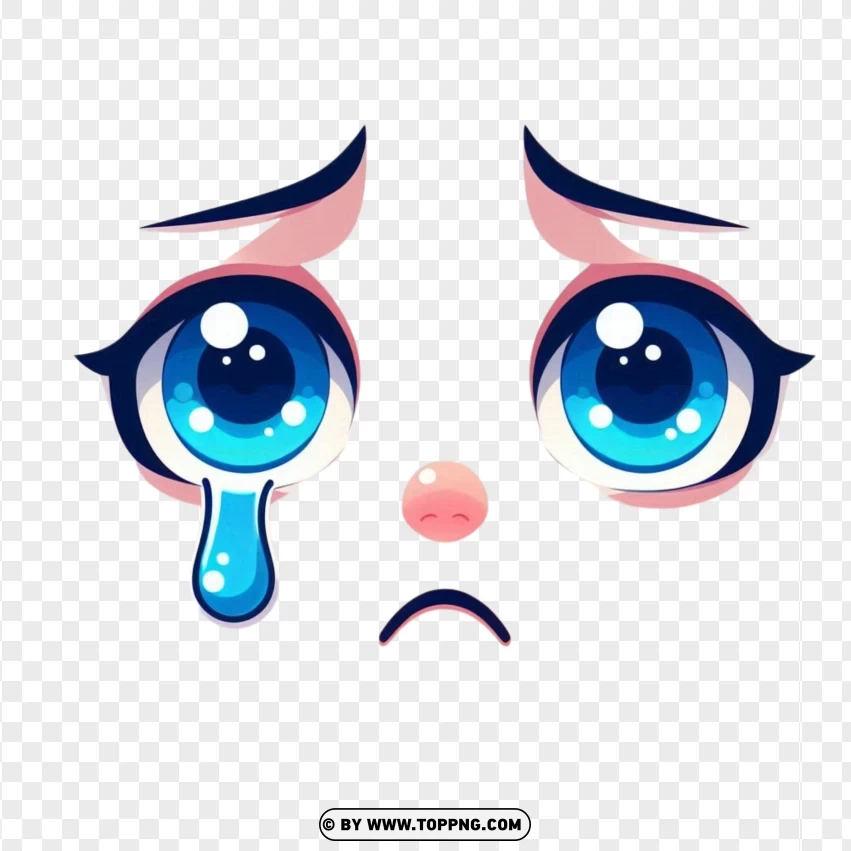 Roblox Avatar Face With Blue Eyes With One Tear And A Sad Expression PNG Transparent Background