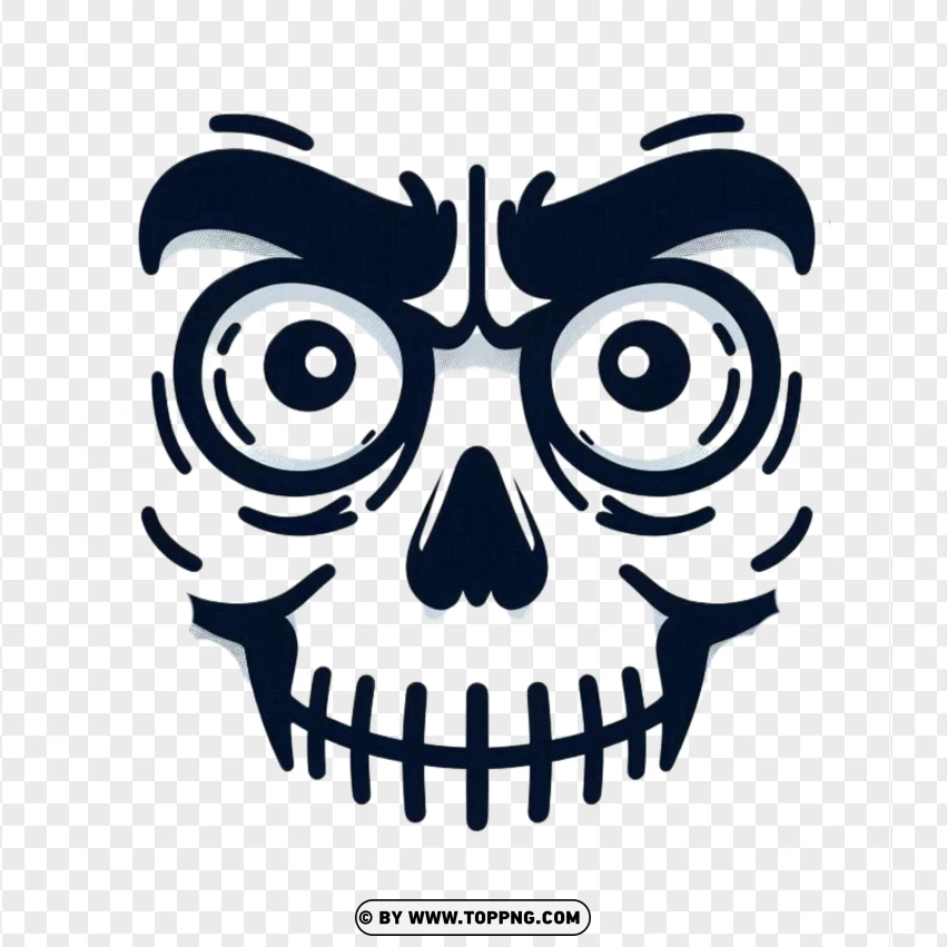 Roblox Avatar Face With Outline Eyes With A Skull Nose And A Toothy Grin PNG Transparent Background