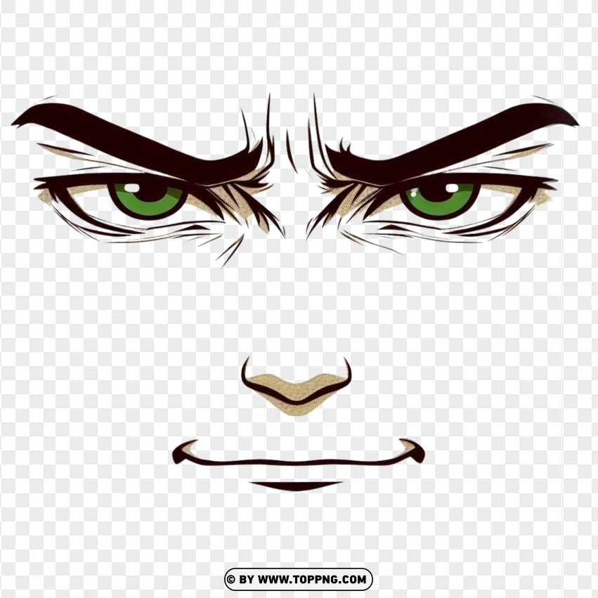 Roblox Avatar With Determined Face With Green Eyes PNG Transparent Background