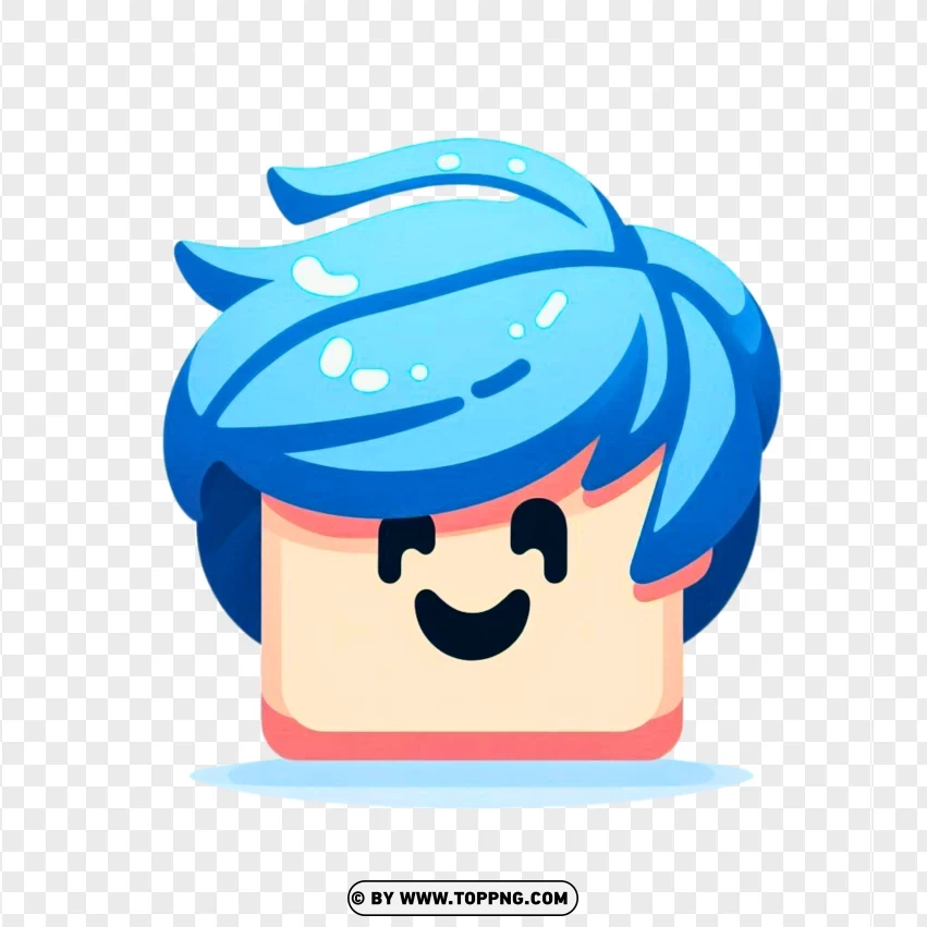 Roblox face png, Happy Blue, robolx character,illustration,  isolated,  game,  design