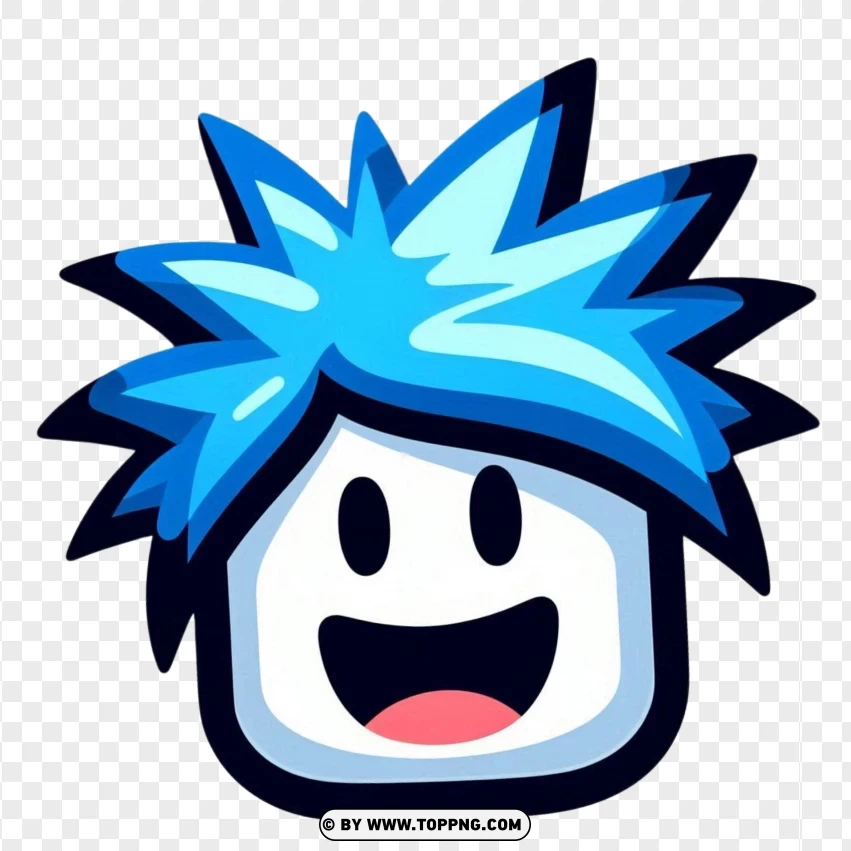 Roblox Face With Blue Spiky Hair PNG Transparent Background