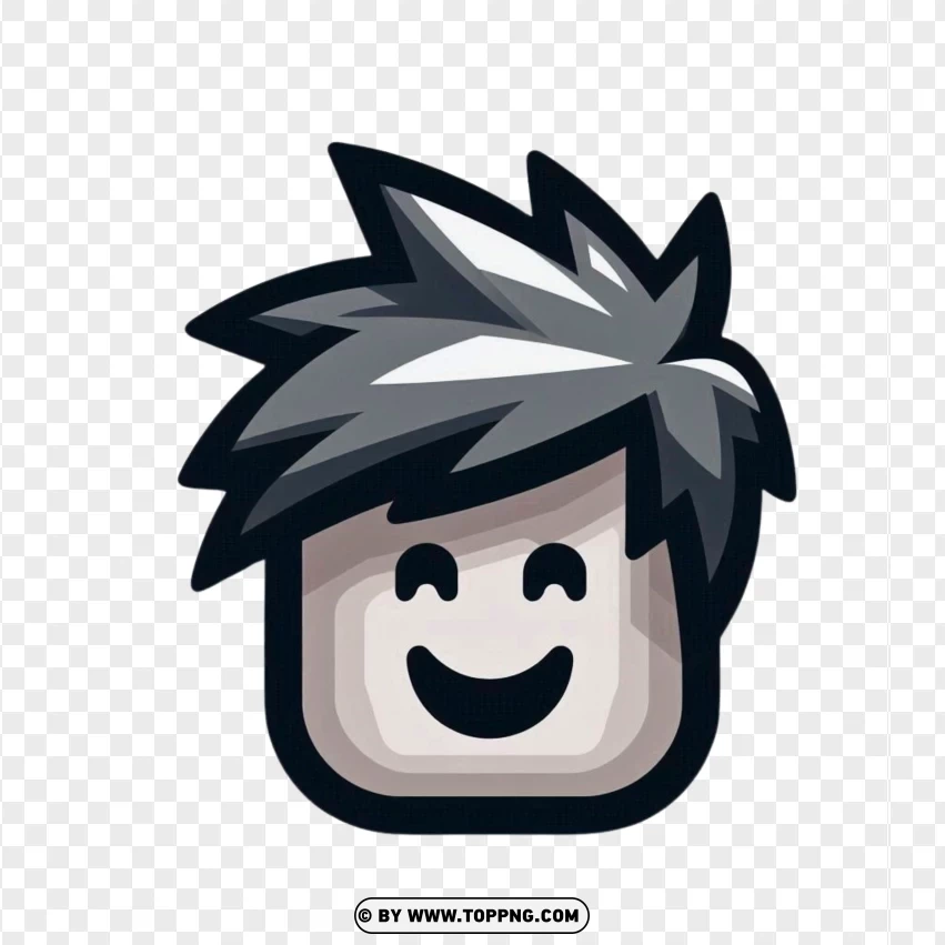 Roblox Face With Dark Complexion And Grey Spiky Hair PNG Transparent Background