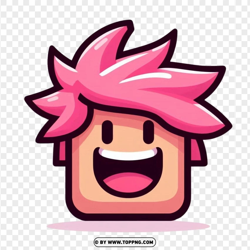 Roblox Face With Pink Spiky Hair PNG Transparent Background