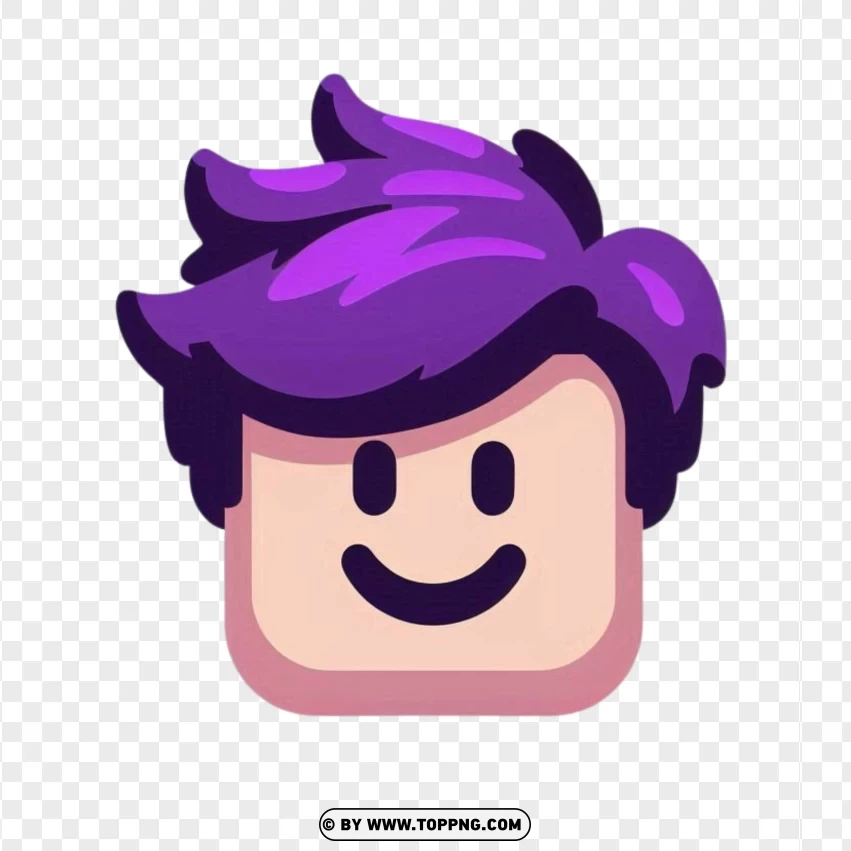 Roblox Face With Purple Hair PNG Transparent Background