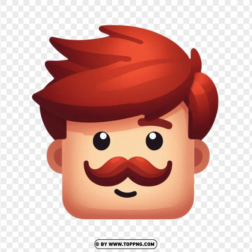 Roblox Face With Red Hair And A Mustache PNG Transparent Background