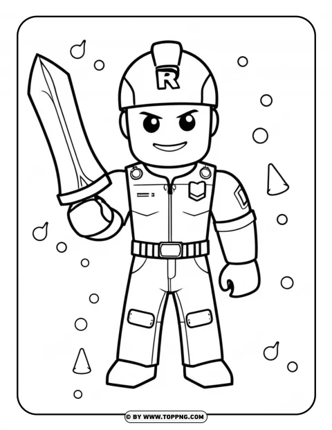 Roblox Knight Coloring Page PNG Transparent Background