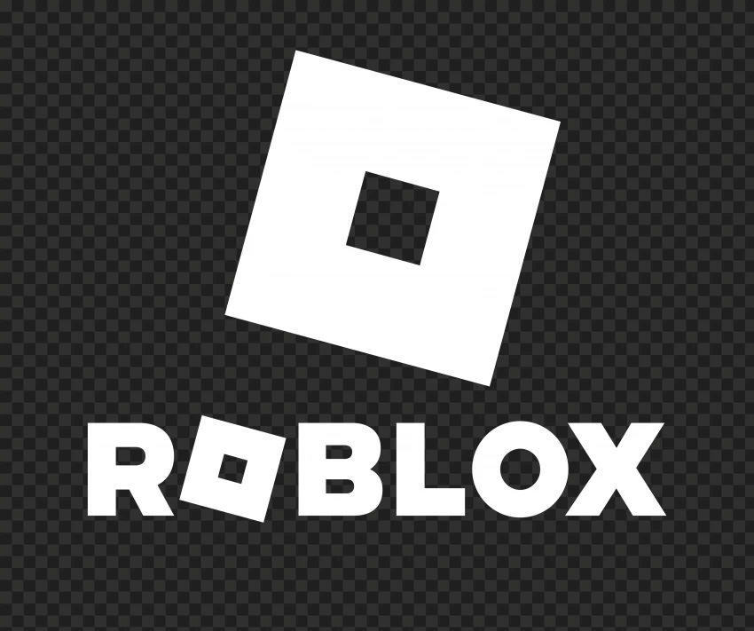 Roblox White Text Logo With Symbol Icon PNG Transparent Background