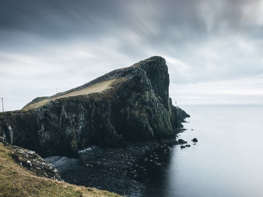 Rock Cliff Sea Coast Stones Landscape Background