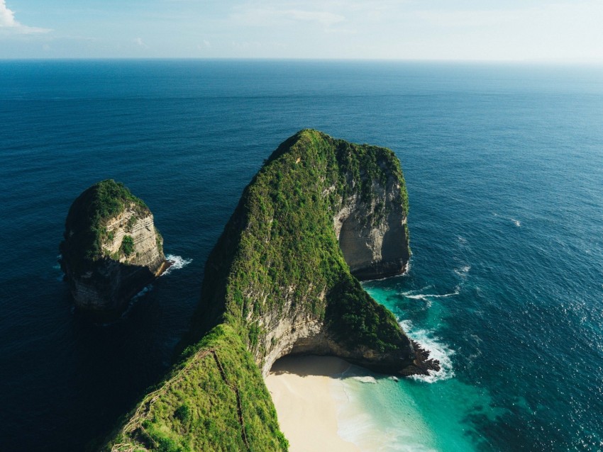 Rock Island Ocean Beach Indonesia Background