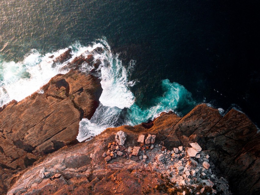 Rock Sea Surf Cliff Waves Foam Background