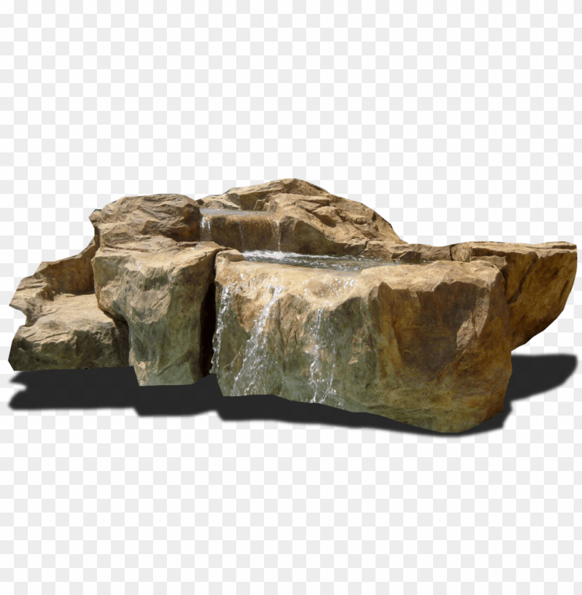 Realistic rock formation with flowing water effect for landscapi PNG