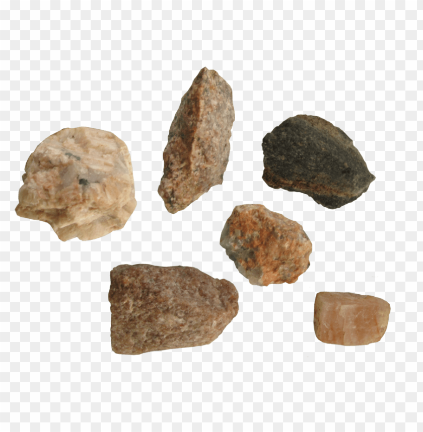 Collection of various textured stones and minerals on a transparent background PNG