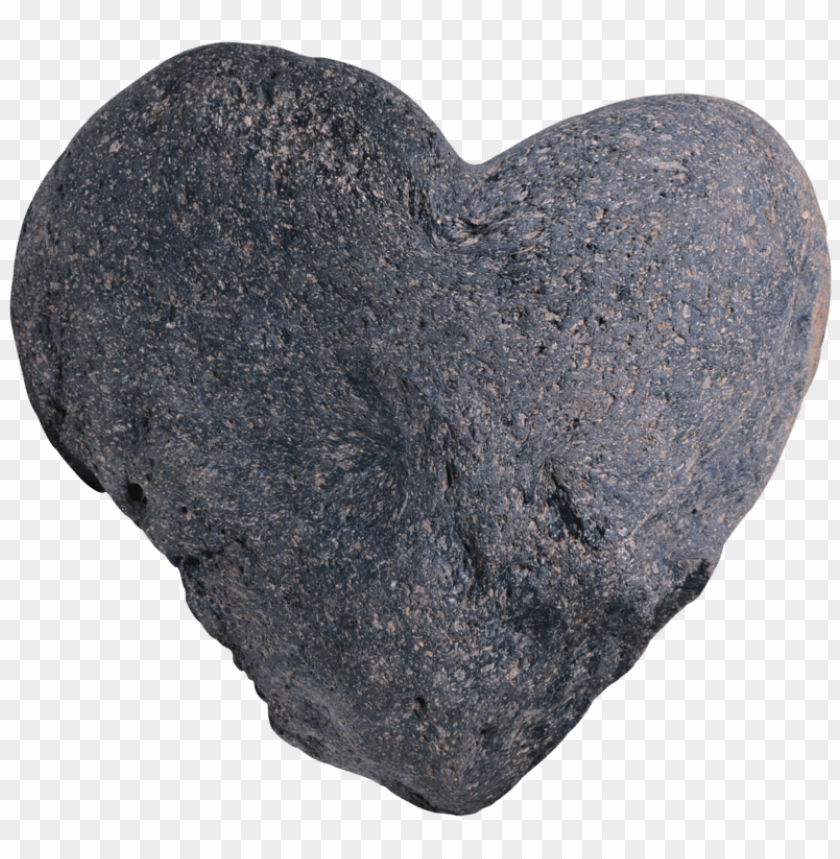 Heart-shaped dark stone with a rough texture PNG