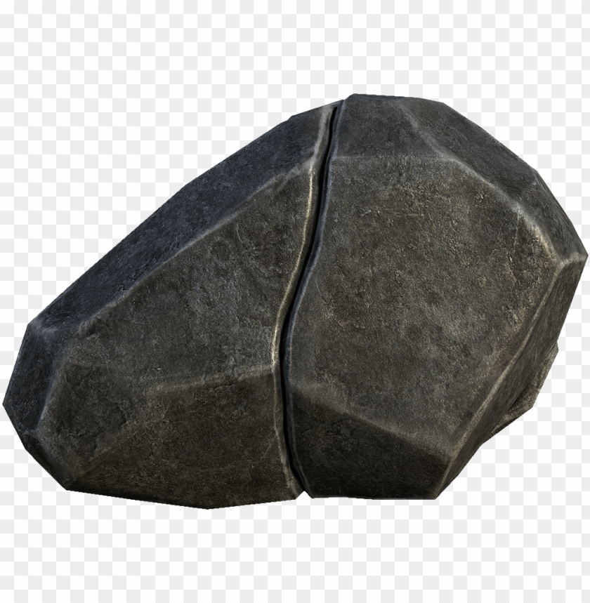 Jagged gray rock with a smooth surface and a crack running through it PNG