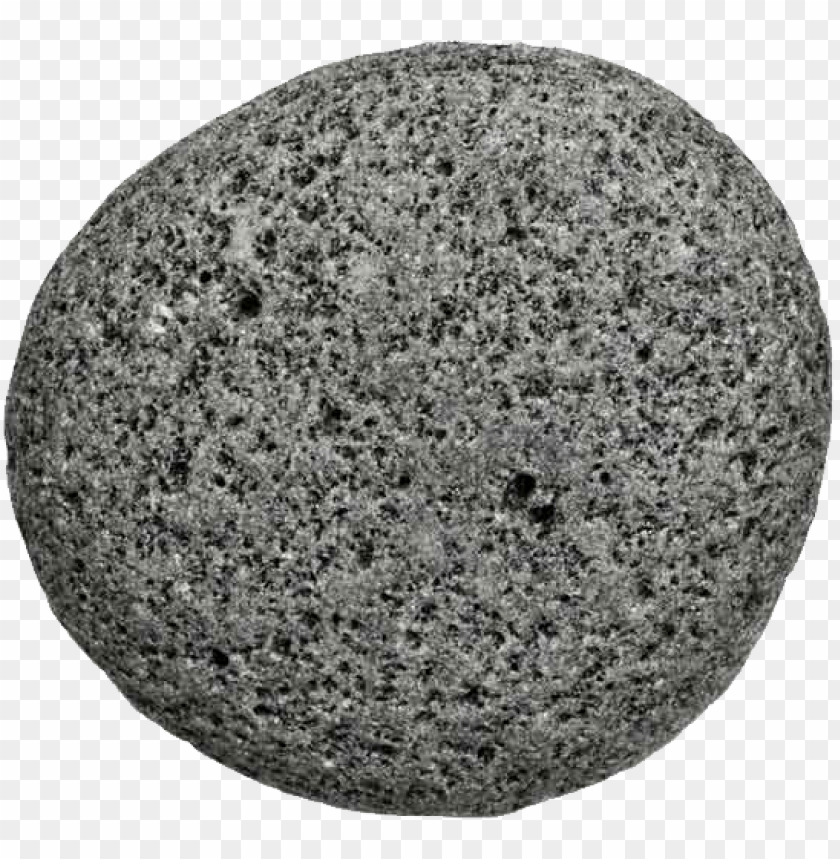 Smooth gray volcanic rock with a textured surface and round shape PNG